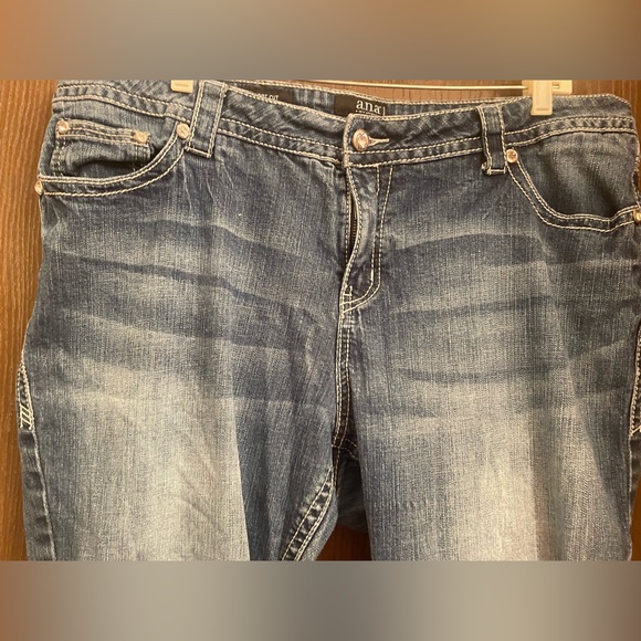 A.N.A. Woman New Approach Mid Rise Bootcut Flare Blue Jeans Pocket Bling 20W - Picture 3 of 10